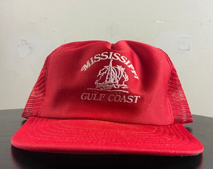 Vintage Mississippi Gulf Coast Snapback Hat Artex Made USA Size 6 7/8 - 7 1/2 Gulf of Mexico Resort 1970s 70s