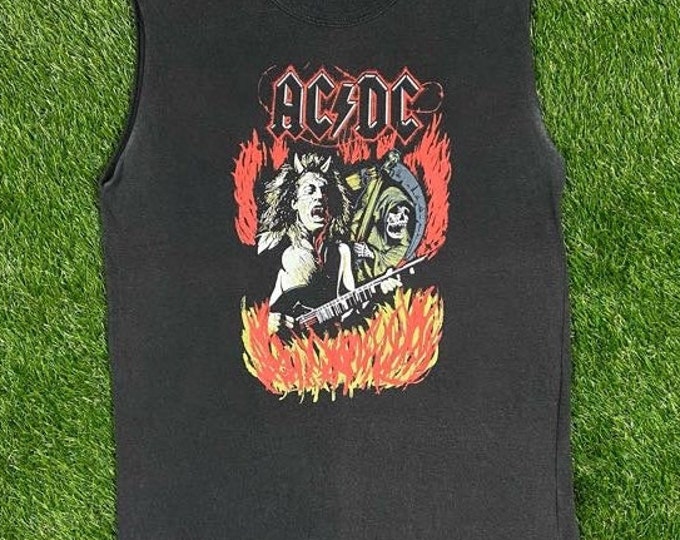 Vintage AC DC T Shirt Rock Band Tee Size Medium M 1980s 80s Rock Tee Hard Rock