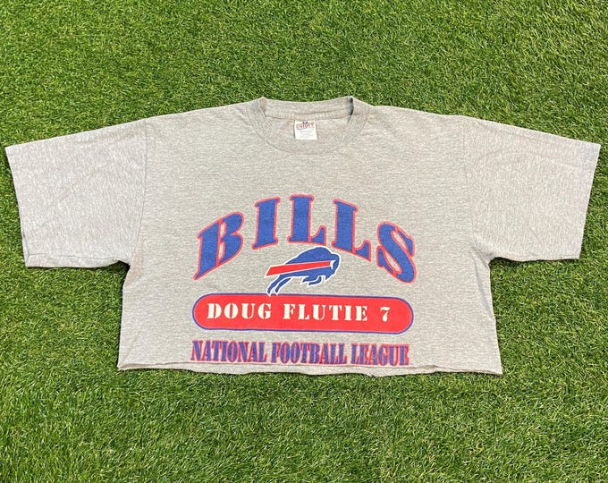 Vintage Buffalo Bills Doug Flutie Crop Top T Shirt Tee Size Large NFL Football New York Ny 1990s 90s
