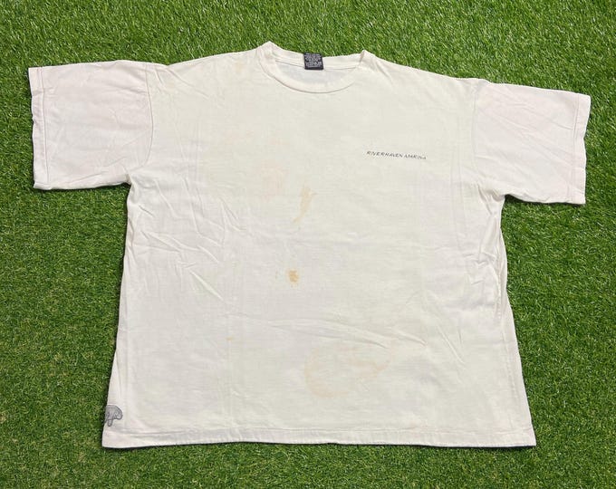 Vintage River Haven Marina T Shirt Tee Made USA Size XXL 2XL Bass Pro Shops Fishing Apparel Accessories Hunting Nature Homosassa Florida 90s