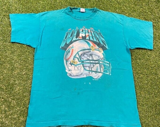 Vintage Miami Dolphins T Shirt Tee Salem Sportswear Made USA Size Xtra Large XL NFL Football 305 Florida Dan Marino 1990s 90s
