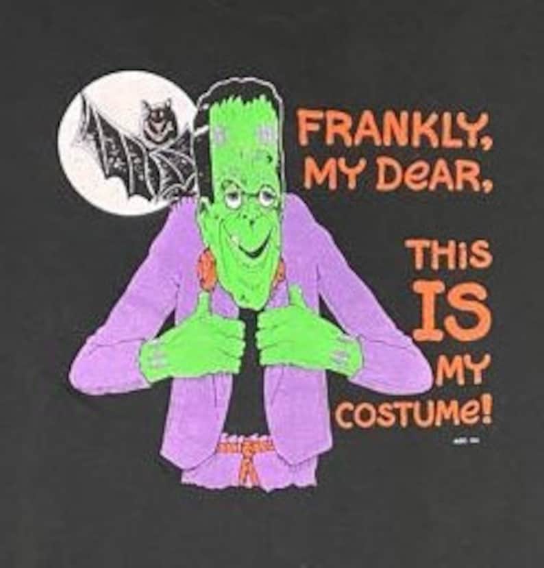 Vintage Halloween Frankenstein Graphic Tshirt Trick or Treat Oct 31 Screen Stars Size XL Made in USA Spooky 1980s 80s Casablanca