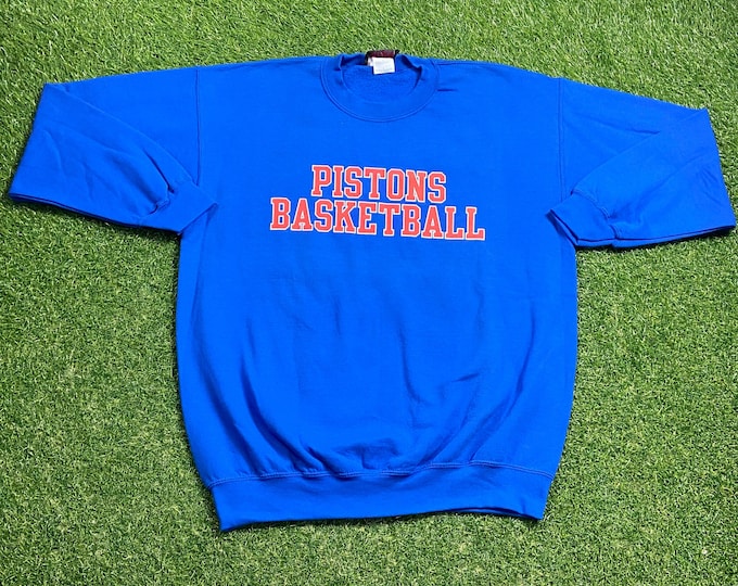 Vintage Detroit Pistons Crewneck Sweatshirt Size Large L NBA Basketball Michigan Bad Boys 1990s 90s Pull Over Oversized