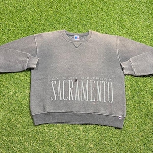 Vintage Cal State University Sacramento Crewneck Sweatshirt Made USA Size Large L California NCAA College Football Pull Over Oversized 90s