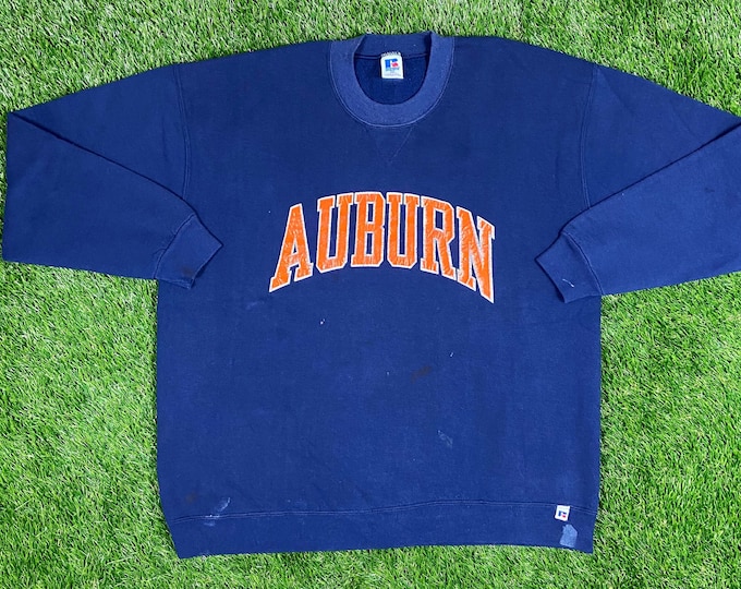 Vintage Auburn University Tigers NCAA Football Crewneck Sweatshirt Comfy Cozy Pull Over XXL 1990s Retro Alabama Sec War Eagle 2XL Made USA