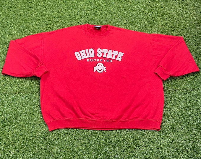 Vintage Ohio State University Crewneck Sweatshirt Size XXL 2XL Cleveland NCAA College Football Basketball OSU 1990s 90s Pull Over Oversized