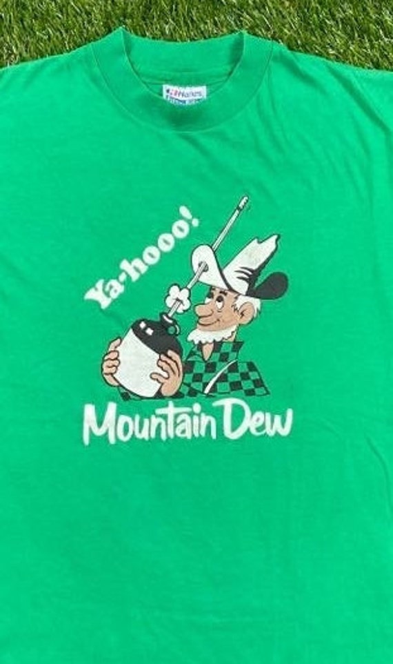 Vintage Mountain Dew T Shirt Tee Hanes Made USA Size Medium M PepsiCo View 4