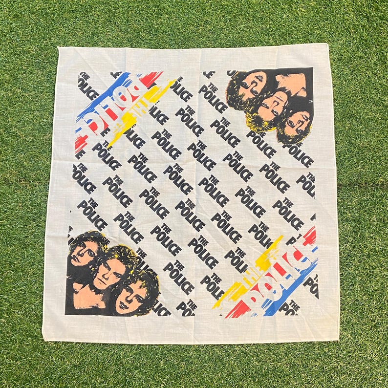 Bandana Raggae Design Vintage the Police Bandana Sting Rock Band Merch Classic Music Reggae ...