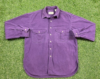 Vintage Eddie Bauer Button Down Size Large L American Clothing Apparel Classic 90s 1990s Thick Cotton