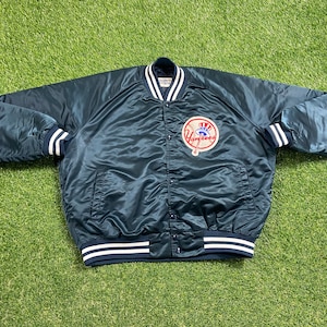 Vintage New York Yankees Bomber Jacket Chalk Line Size Xtra Large XL Varsity MLB Baseball Bronx Bombers Jeter 1990s 90s
