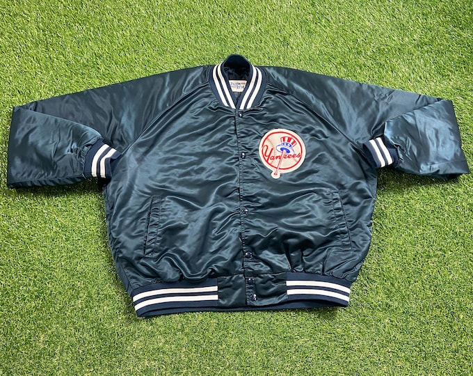 Vintage New York Yankees Bomber Jacket Chalk Line Size Xtra Large XL Varsity MLB Baseball Bronx Bombers Jeter 1990s 90s
