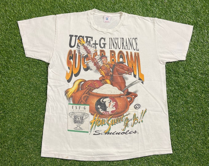 Vintage Florida State University Seminoles T Shirt Tee Made USA Size Large L NCAA College Football FSU Tallahassee 1990s 90s