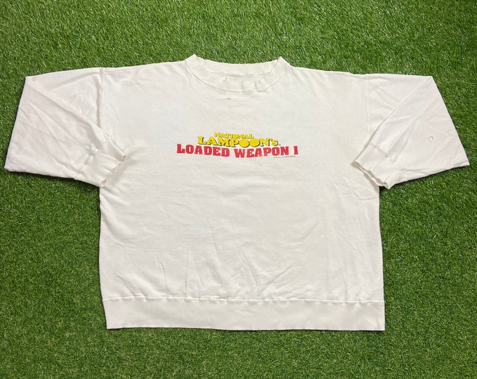 Vintage National Lampoon's Loaded Weapon Crewneck Sweatshirt Size XXL 2XL 1993 Film Promo Classic Parody Movie Comedy 1990s 90s Pull Over
