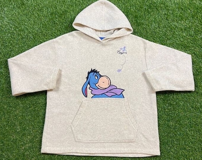 Vintage Winnie the Pooh Eeyore Hoodie Sweatshirt Size Small S Walt Disney World 90s Wdw Disneyland Pull Over