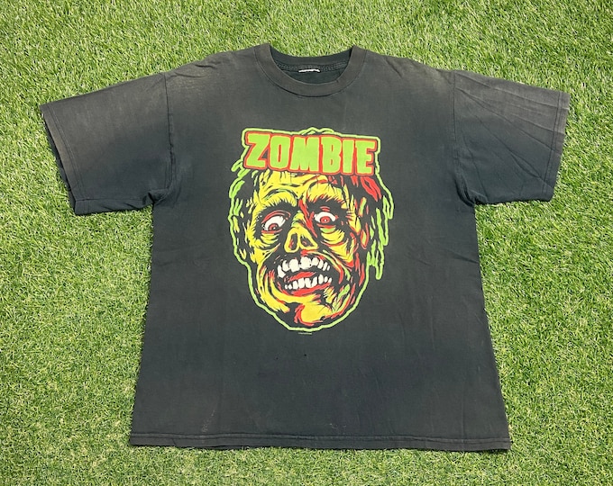 Vintage Rob Zombie T Shirt Tee Size Xtra Large XL Monster Living Dead Frankenstein Halloween 1990s 90s Giant Music Glow in Dark Rare Metal