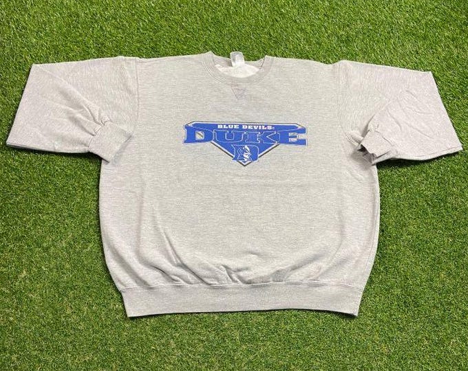 Vintage Duke University Crewneck Sweatshirt Size Xtra Large XL NCAA College Basketball Blue Devils 1990s 90s Pull Over Oversized