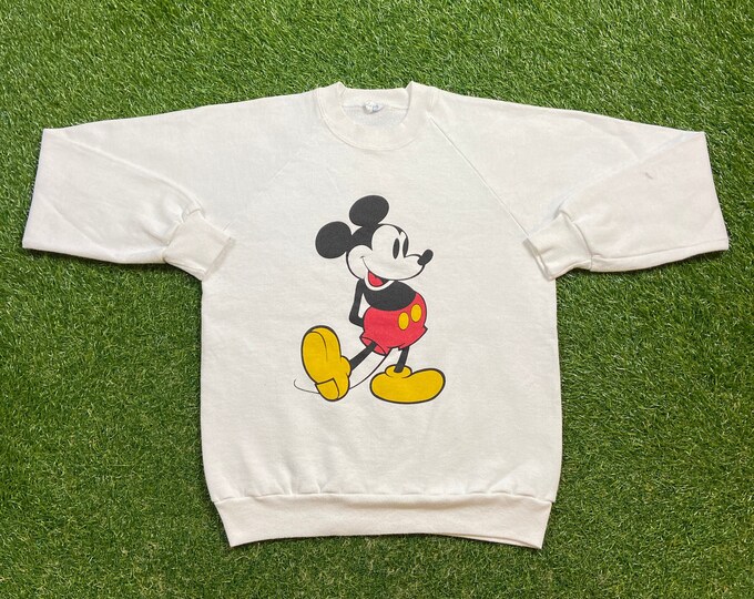 Vintage Mickey Mouse Crewneck Sweatshirt Made USA Size Medium M Walt Disney World Magic Kingdom Disneyland Classic Rare Pull Over 1980s 80s