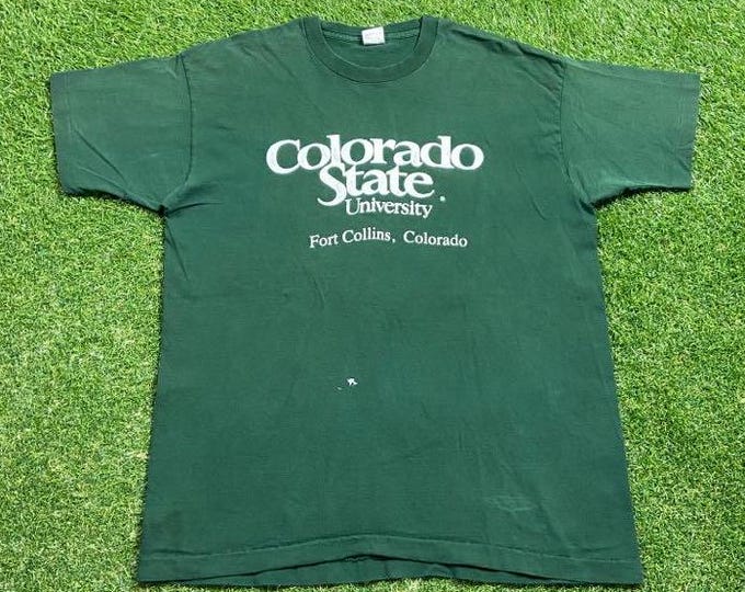 Vintage Colorado State University T Shirt Tee Made USA Size Xtra Large XL NCAA College Football Denver Colorado 1990s 90s