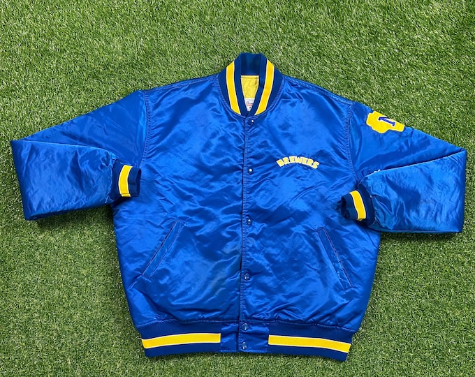 Vintage Milwaukee Brewers Varsity Bomber Jacket Starter Made USA Size Xtra Large XL MLB Baseball National League 1990s 90s Wisconsin