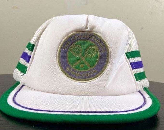 Vintage Wimbledon Tennis Snapback Hat Yupoon OSFA Serena Williams Andre Agassi 1970s 70s Classic Three Stripes