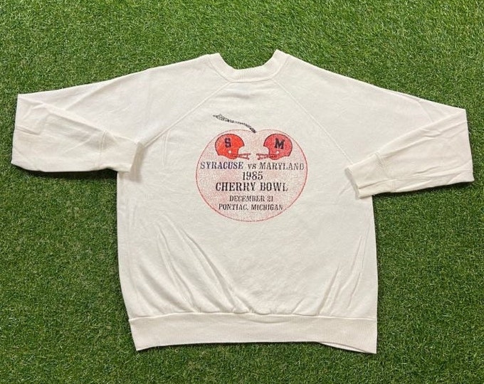 Vintage University of Maryland vs University of Syracuse Crewneck Sweatshirt Made USA Large L NCAA College Football 1985 Cherry Bowl 1980s