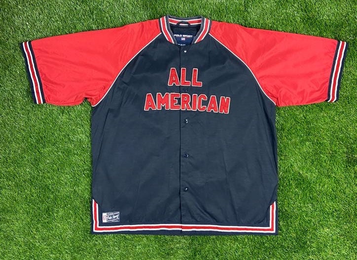Vintage Polo Sport Ralph Lauren All American Baseball Jersey Quality 90s MLB  Black XXL RL American Apparel