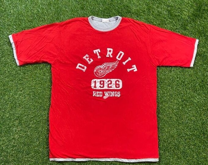 Vintage Detroit Red Wings Reversible T Shirt Tee Pro Edge Size Medium M NHL Hockey Michigan 1990s 90s