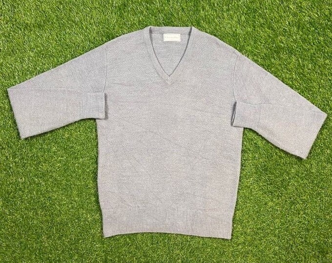 Vintage Christian Dior V Neck Sweater Size Medium M 80s High Fashion Designer Classic Original 1980s Soft Comfortable