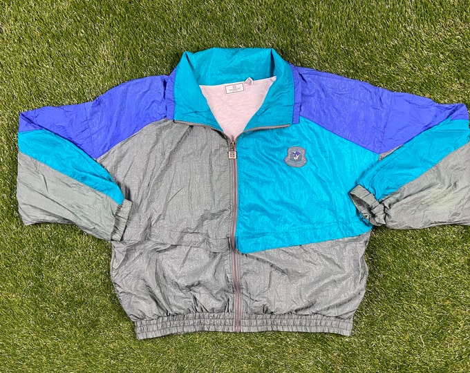 Vintage Givenchy Windbreaker Zip Up Jacket Size XXL 2XL Designer Multi Color 1990's 90's Logo Streetwear Fashion Fit Sport 80s