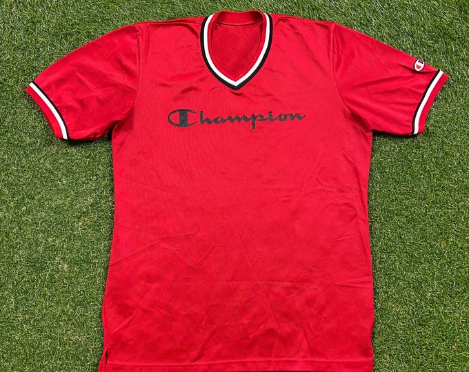 Vintage Red Champion Shirt Size Xtra Large XL Quality 1990's Great Fit Original 90s Mesh Knit Jersey
