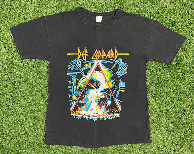 Vintage Def Leppard Hysteria T Shirt Rock Band Tee Made USA Size Medium M 1980s 80s Hard Rock Classic Original Tour Concert Metal