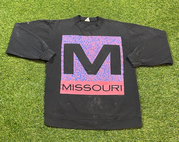 Vintage University of Missouri Tigers Crewneck Sweatshirt Size Medium M NCAA College Football Columbia Classic Pull Over 1990s 90s
