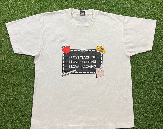 Vintage I Love Teaching T Shirt Tee Screen Stars Made USA Size Xtra Large XL Education College High School 1980s 80s