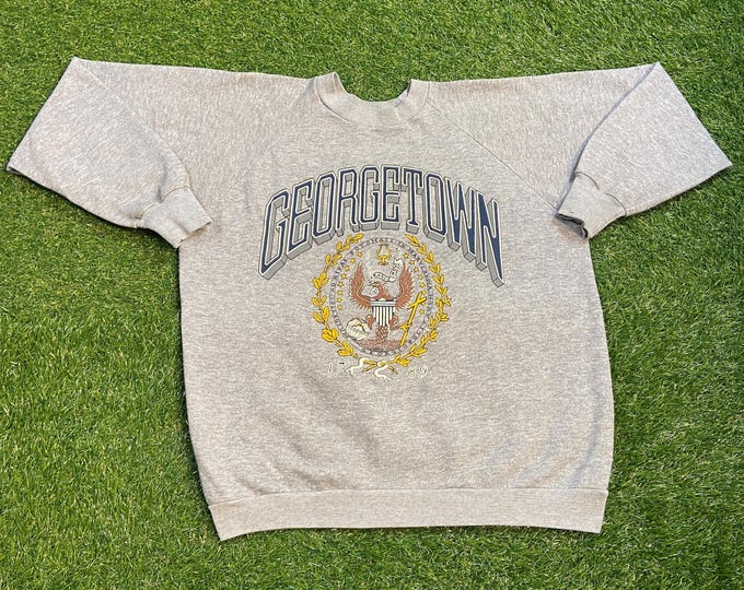 Vintage Georgetown University Hoyas Crewneck Sweatshirt Made Usa Size XL Washington DC NCAA College Basketball Pull Over 1990s 90s