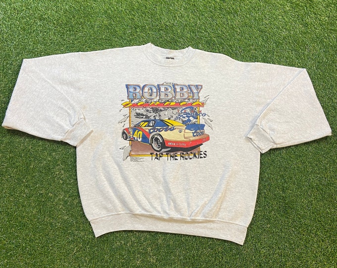 Vintage Robby Gordon Crewneck Sweatshirt Size Xtra Large XL NASCAR Daytona 500 All Over Racing Dale Earnhardt 1990s 90s Pull Over Oversized
