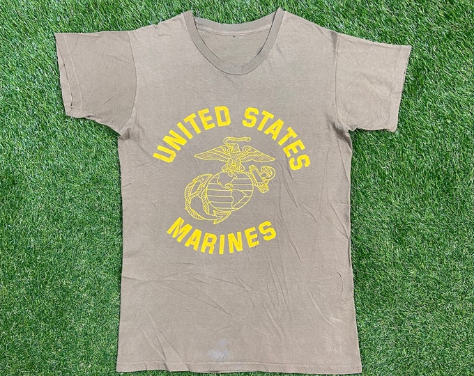Vintage USMC United States Marines Corps T Shirt Tee Size Medium M 1980s Navy Army Military 80s