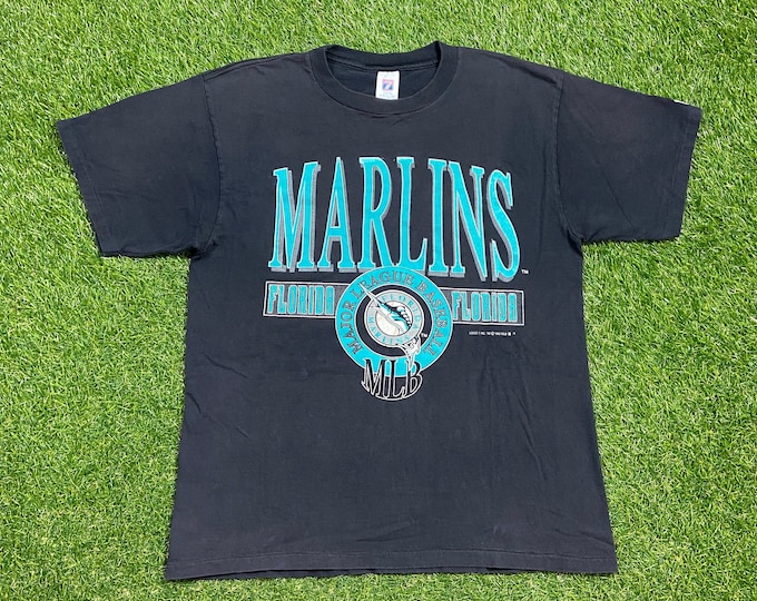 Vintage Florida Marlins T Shirt Tee Logo 7 Size Large L MLB Baseball Miami FL 1990s 90s