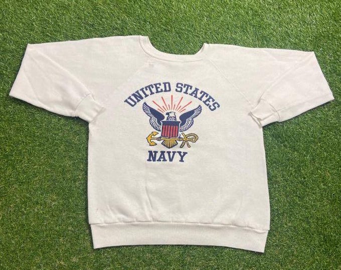 Vintage United States Navy Crewneck Sweatshirt Size Small S Marines Army United States Military Veteran Sea 1990s 90s Pull Over Oversized