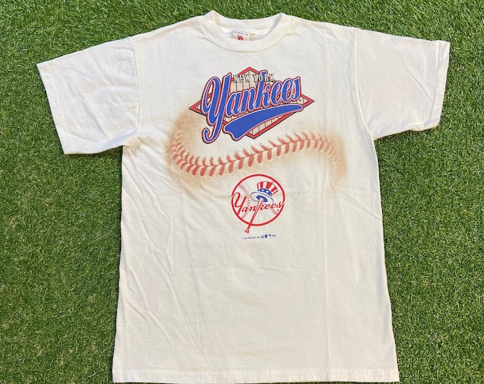 Vintage New York Yankees T Shirt Tee Lou Brock Inc Made USA Size Medium M MLB Baseball Nyc Bronx Jeter Classic 1990s 90s
