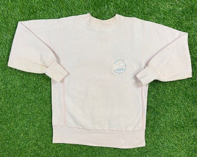 Vintage Grand Rapids Surf Shop Hot PINK Crewneck Sweatshirt Champion Made USA Size Large L Surf Skate Pull Over Oversized