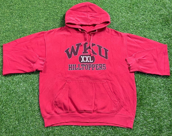 Vintage University of Western Kentucky Hoodie Sweatshirt Size Large L Bowling Green NCAA College Football 1990s 90s Pull Over Oversized