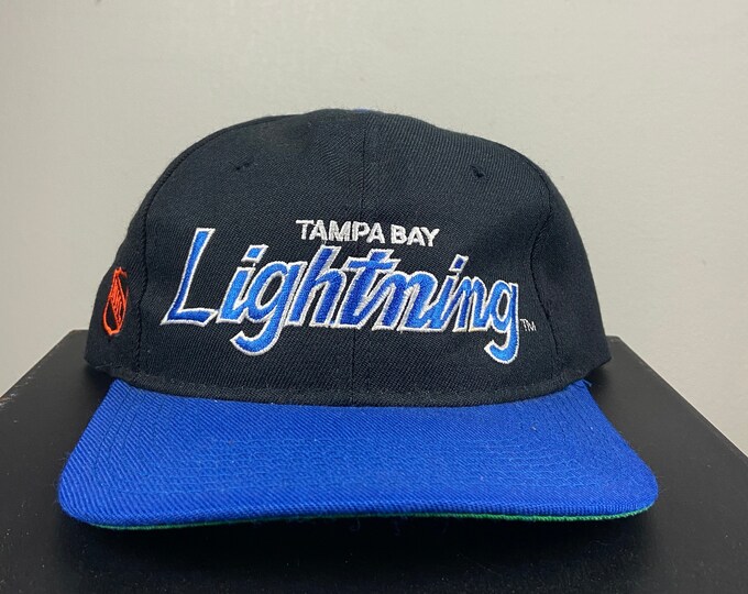 Vintage Tampa Bay Lightning Snapback Hat Sports Specialties Script NHL Hockey Florida FL 1990's 90's