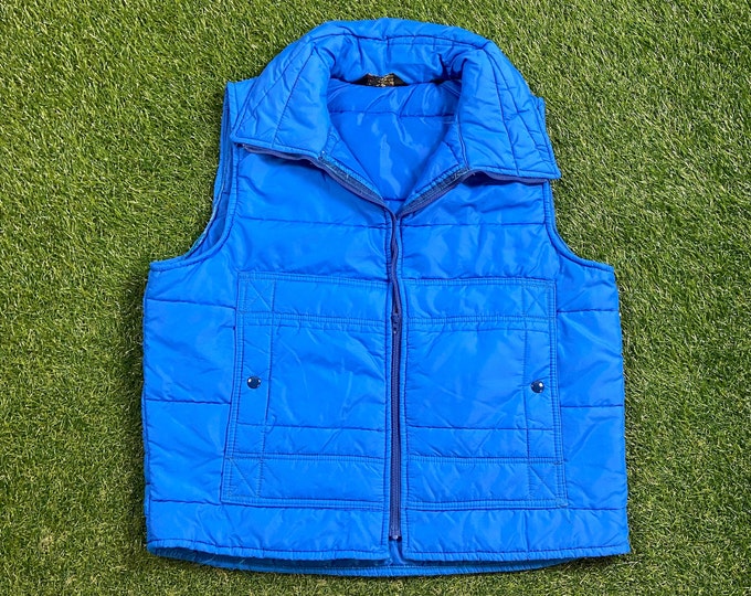 Vintage Blue Winter Vest Jacket Size Large L Winter Athletic Jacket Windbreaker Parka Coat Puffy Hiking Coat
