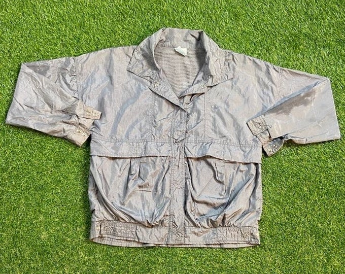 Vintage Adidas Windbreaker Jacket Zip Up Size Medium M Classic Sportswear Three Stripes 1980's 80's Light Rain Coat