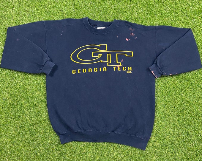 Vintage Georgia Tech University Crewneck Sweatshirt Team Edition Made USA Size Xtra Large XL NCAA College Basketball Atlanta Yellow Jackets