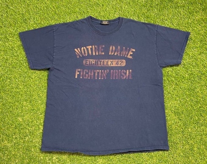 Vintage University of Notre Dame T Shirt Tee MV Sport Size Xtra Large XL Fighting Irish NCAA College Football 1990s 90s
