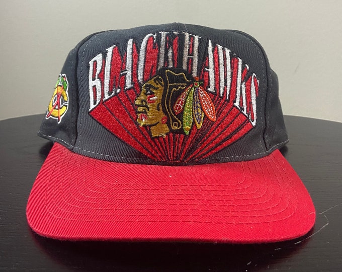 Vintage Chicago Blackhawks Snapback Hat Logo 7 OSFA NHL Hockey Classic 1990s 90s Big Logo