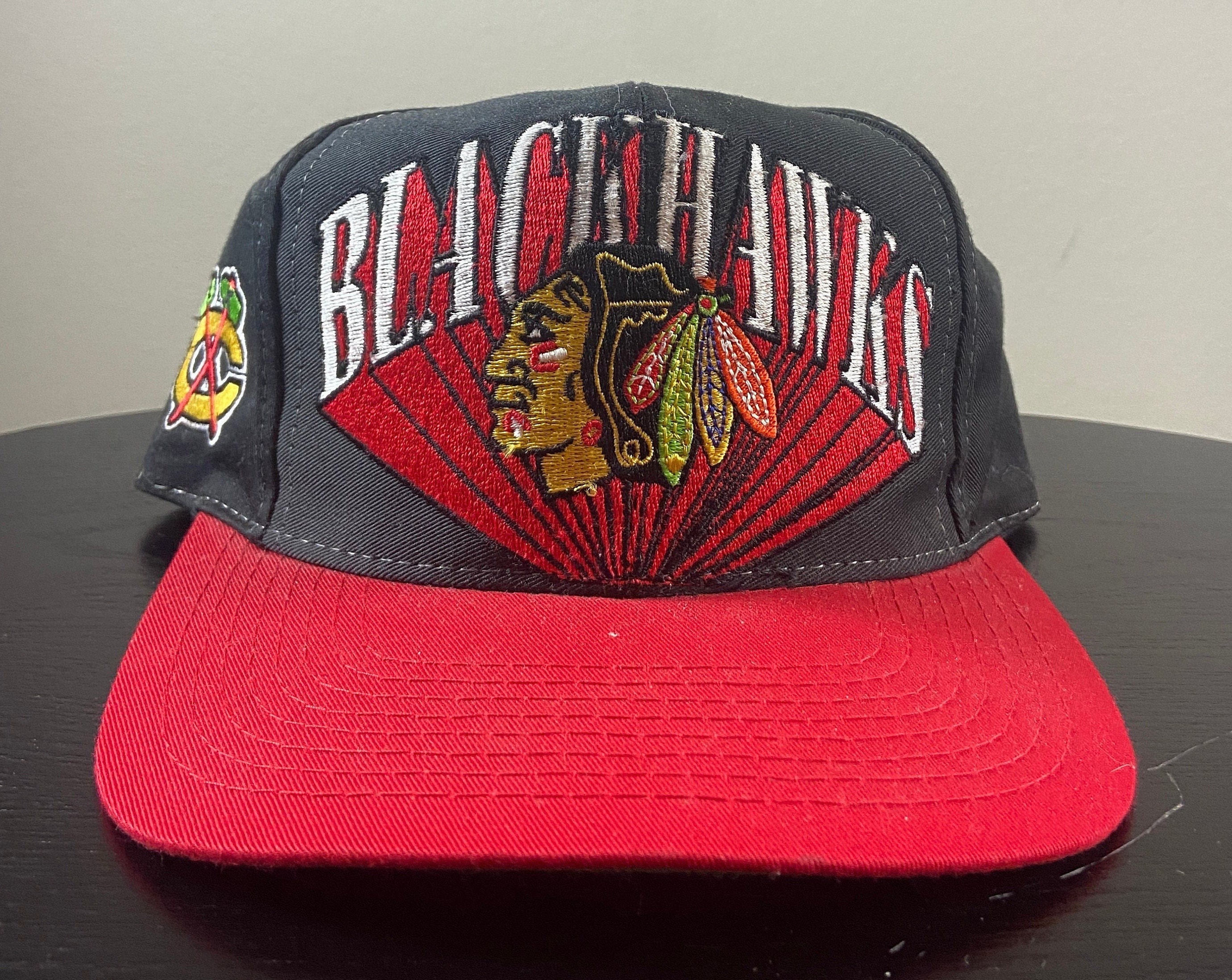 Chicago Blackhawks Corduroy Snapback Hat Vintage 90s NHL 