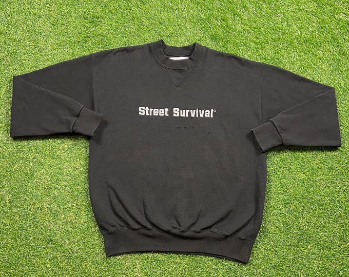 Vintage Street Survival Crewneck Sweatshirt Heavy Weight Made USA Size Large L Fear Factor Pull Over Oversized
