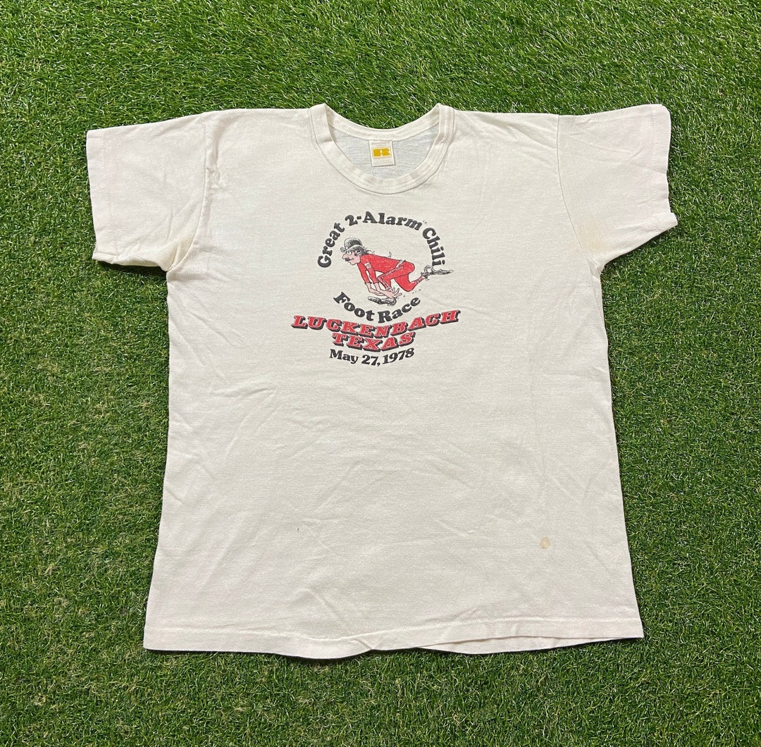 Vintage Great 2 Alarm Chili Foot Race T Shirt Tee Russell